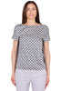 T-SHIRT BICOLORE CON STAMPA GEOMETRICA BLU