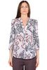 CAMICIA FLOREALE IN COTONE SCOLLO A V MANICA 3/4 BIANCO