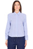 CAMICIA A RIGHE BRILLANTINATA COLLETTO CLASSICO AZZURRO