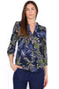 CAMICIA FLOREALE IN COTONE CON SCOLLO A V BLU
