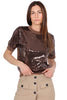 T-SHIRT CON PAILLETTES MARRONE