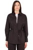 CAMICIA CON COULISSE IN VITA MARRONE