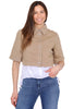 GIACCA CROPPED IN COTONE E LYOCELL BEIGE