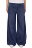 JEANS WIDE LEG IN COTONE E LINO BLU