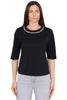 T-SHIRT IN PURO COTONE CON APPLICAZIONE GIOIELLO NERO
