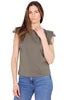 TOP IN COTONE CON INSERTI IN PIZZO SANGALLO VERDE MILITARE