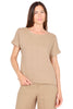 BLUSA DONNA IN LINO MANICA CORTA BEIGE