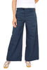 PANTALONE DONNA WIDE LEG IN COTONE ELASTICIZZATO BLU