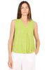 TOP DONNA SMANICATO IN COTONE RICAMATO FANTASIA VERDE