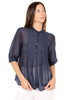 CAMICIA DONNA IN COTONE E SETA BLU
