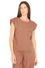 T-SHIRT DONNA IN COTONE CON TASCA APPLICATA MARRONE