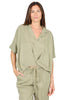 BLUSA OVER CON COLLO A REVER VERDE