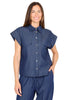 CAMICIA OVER IN COTONE EFFETTO DENIM BLU