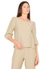BLUSA IN MISTO LINO CON MANICHE A 3/4 BEIGE