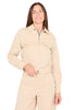 GIACCA BOMBER IN COTONE ELASTICIZZATO CON ZIP BEIGE
