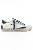 SNEAKER CON DETTAGLI BLU IN PELLE BIANCO