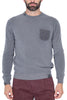 MAGLIA UOMO GIROCOLLO IN LANA MERINO CON TASCHINO GRIGIO