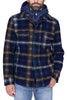 GIACCA CAMICIA UOMO QUADRI IN LANA CON CAPPUCCIO BLU