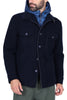 GIACCA CAMICIA IN LANA CON CAPPUCCIO TRAPUNTATO BLU