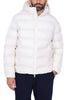 PIUMINO UOMO CON CAPPUCCIO TRAPUNTATO BIANCO