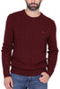 MAGLIONE UOMO TRECCIA GIROCOLLO BORDEAUX