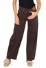 JEANS WIDE LEG A VITA ALTA MARRONE