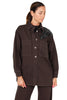 CAMICIA OVERSHIRT IN DENIM CON RICAMO GIOIELLO MARRONE
