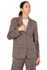 GIACCA BLAZER A QUADRI CON APPLICAZIONI GIOIELLO MARRONE