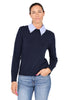 MAGLIA CON COLLETTO GIOIELLO A CONTRASTO BLU