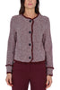 GIACCA CORTA IN TWEED CON FRANGE BORDEAUX
