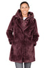 CAPPOTTO IN ECOPELLICCIA CON CAPPUCCIO BORDEAUX