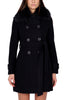 CAPPOTTO DOPPIOPETTO CON COLLO IN ECO-PELLICCIA NERO