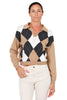 MAGLIA CON COLLETTO E FANTASIA A ROMBI BEIGE