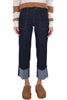 JEANS CROPPED CON RISVOLTO BLU