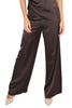 PANTALONE PALAZZO SATINATO MADE IN ITALY MARRONE