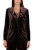 BLAZER IN VELLUTO CON FIORE MARRONE