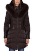 PIUMINO LUNGO CON CAPPUCCIO IN PELLICCIA MARRONE