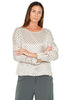 BLUSA FANTASIA GEOMETRICA E MANICHE LUNGHE PANNA
