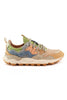SNEAKERS DONNA IN SUEDE BEIGE E TESSUTO MULTICOLOR