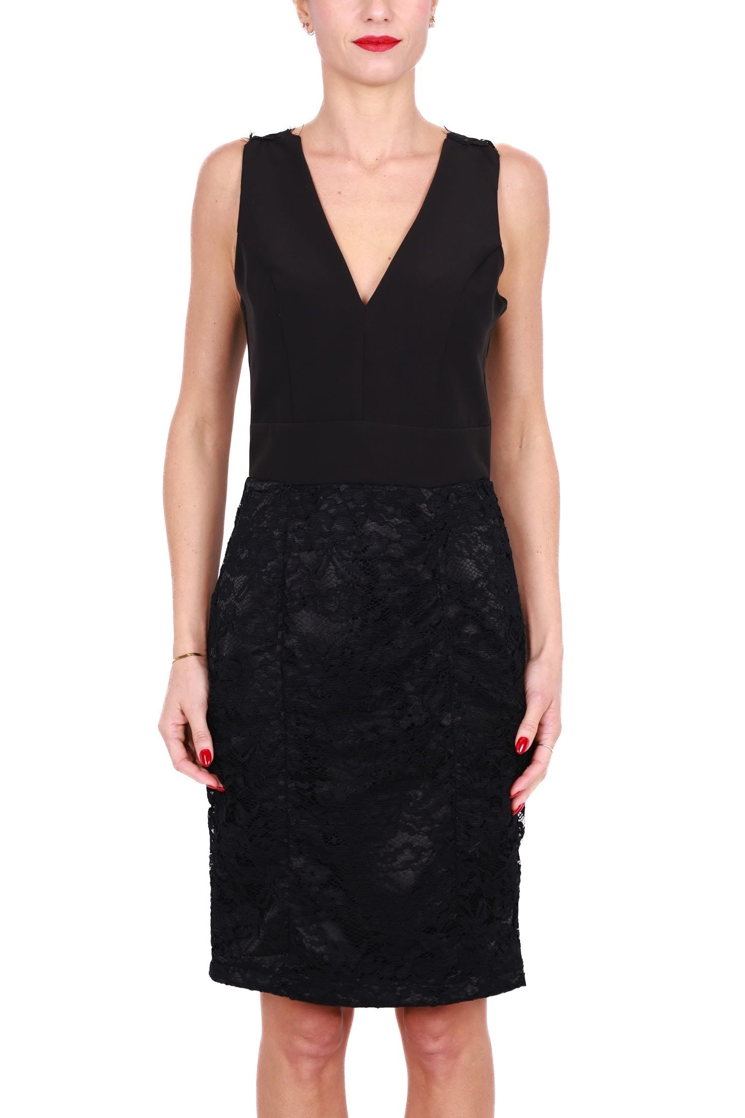 Rinascimento, Abito a Tubino con Gonna in Pizzo Nero β Formicashop