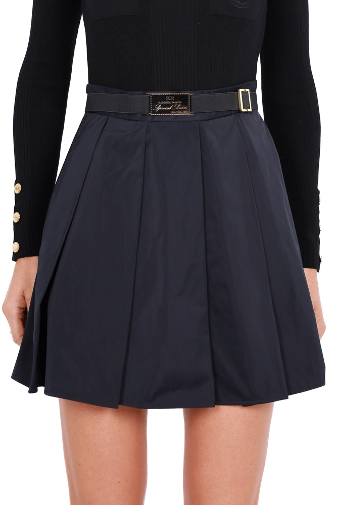 Elisabetta Franchi abito corto a dolcevita in maglia e taffÈtÀ nero