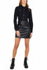 BLACK DENIM AND ECO-LEATHER SHORT DRESS