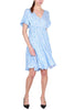 KURZES KLEID AUS VISKOSE MIT KLEINEN BLAUEN BLUMEN