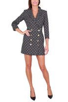 Elisabetta Franchi abito robe manteau stampa geometrica nero