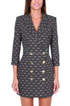 Elisabetta Franchi abito robe manteau stampa geometrica nero