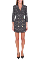 Elisabetta Franchi abito robe manteau stampa geometrica nero