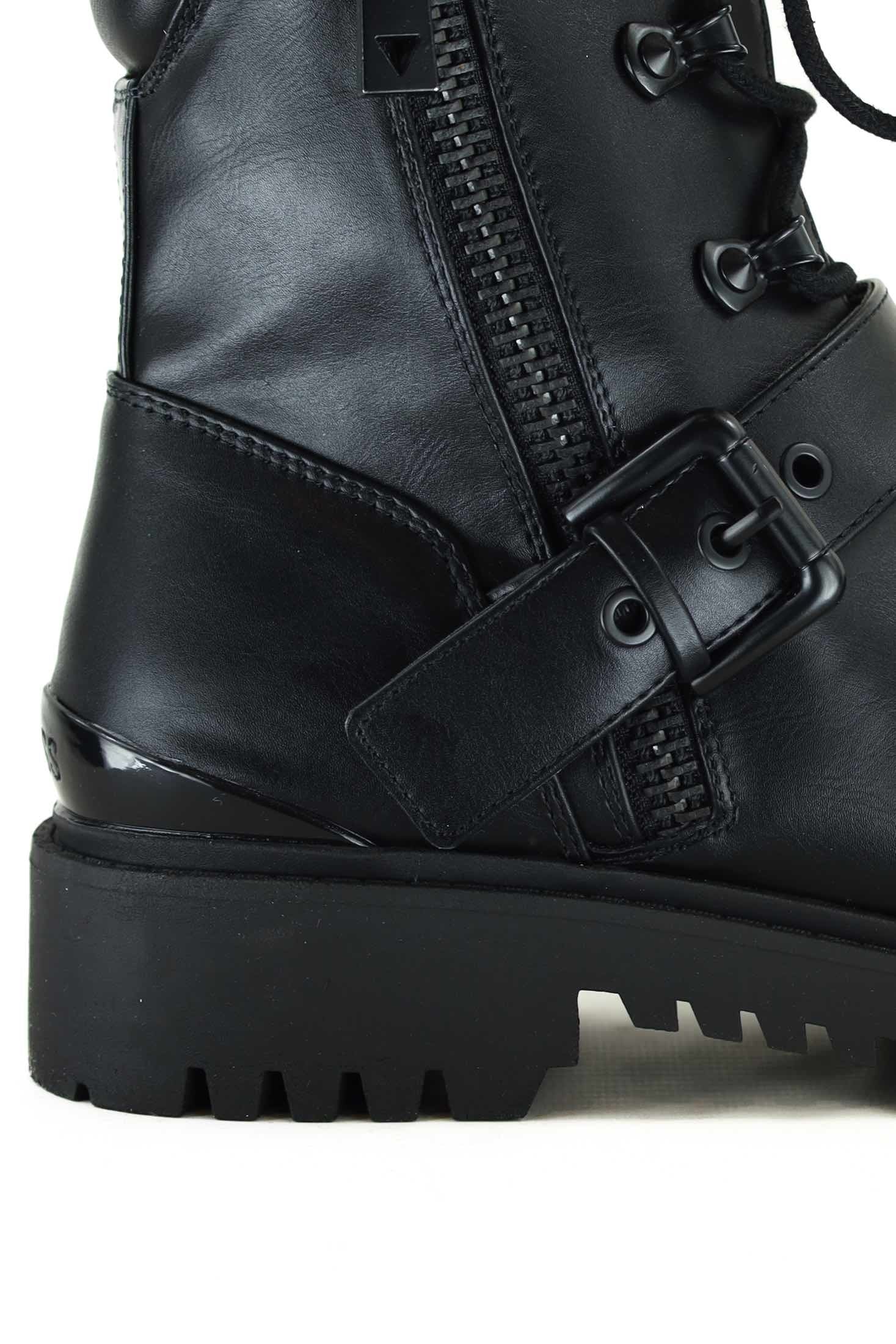 Guess Scarpe biker con lacci e fibbia nero