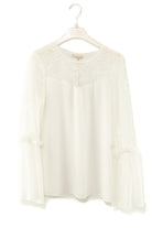 Fracomina blusa con inserto pizzo bianco