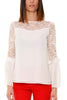 BLOUSE WITH WHITE LACE INSERT