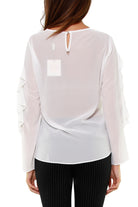 Fracomina blusa girocollo con rouches beige